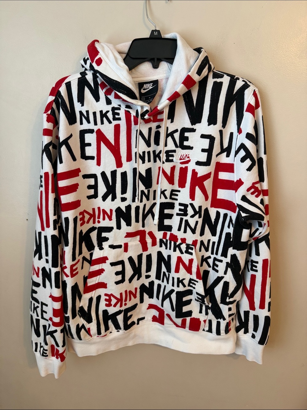 Nike hoodie NSW club pullover Men's Medium white red and black